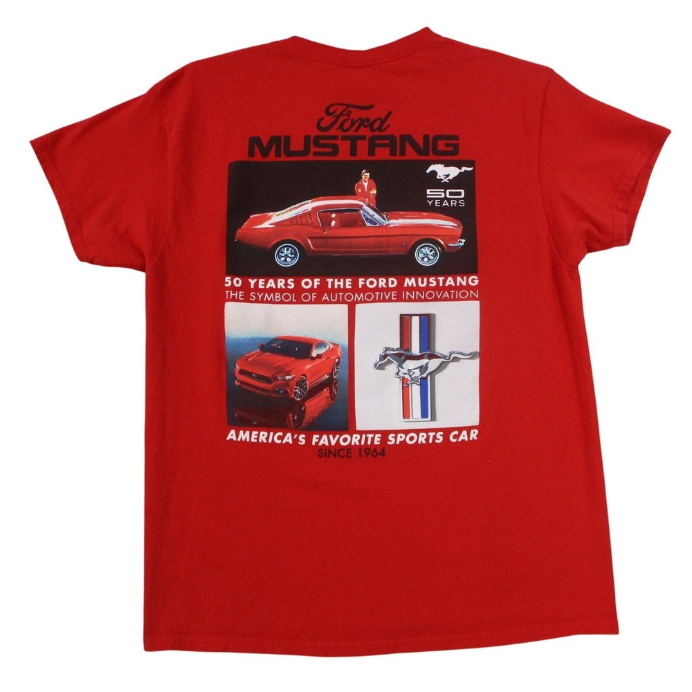 Ford‎ Mustang 50 Years Anniversary T Shirt Mens Large Red Graphic Tee 5900